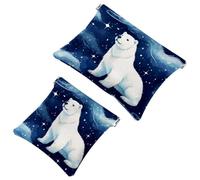 Votre solution de voyage : 2 pièces d'ours polaires blancs comme neige - 111 pochette en éclats d'obus - trousse de maquillage compacte, Multicolore 03., A：7.1x5.8in/18x14.8cm，B:4.7x4.5in/12x11.5cm