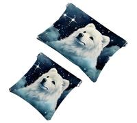 Votre solution de voyage : 2 pièces d'ours polaires blancs comme neige - 111 pochette en éclats d'obus - trousse de maquillage compacte, Multicolore 08, A：7.1x5.8in/18x14.8cm，B:4.7x4.5in/12x11.5cm