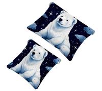 Votre solution de voyage : 2 pièces d'ours polaires blancs comme neige - 111 pochette en éclats d'obus - trousse de maquillage compacte, Multicolore 02, A：7.1x5.8in/18x14.8cm，B:4.7x4.5in/12x11.5cm