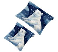 Votre solution de voyage : 2 pièces d'ours polaires blancs comme neige - 111 pochette en éclats d'obus - trousse de maquillage compacte, Multicolore 04, A：7.1x5.8in/18x14.8cm，B:4.7x4.5in/12x11.5cm