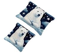 Votre solution de voyage : 2 pièces d'ours polaires blancs comme neige - 111 pochette en éclats d'obus - trousse de maquillage compacte, Multicolore 05, A：7.1x5.8in/18x14.8cm，B:4.7x4.5in/12x11.5cm