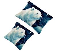 Votre solution de voyage : 2 pièces d'ours polaires blancs comme neige - 111 pochette en éclats d'obus - trousse de maquillage compacte, Multicolore 10., A：7.1x5.8in/18x14.8cm，B:4.7x4.5in/12x11.5cm