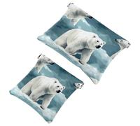 Votre solution de voyage : 2 pièces Lonely Polar Bear-78 Shrapnel Pouch - Trousse de maquillage compacte, Multicolore 04, A：7.1x5.8in/18x14.8cm，B:4.7x4.5in/12x11.5cm