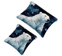 Votre solution de voyage : 2 pièces Lovely Starry Sky Polar Bear-144 Shrapnel Pouch - Trousse de maquillage compacte, Multicolore 07, A：7.1x5.8in/18x14.8cm，B:4.7x4.5in/12x11.5cm
