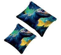 Votre solution de voyage : 2 pochettes colorées Dinosaur-804 - Trousse de maquillage compacte, Multicolore 06, A：7.1x5.8in/18x14.8cm，B:4.7x4.5in/12x11.5cm