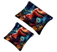 Votre solution de voyage : 2 pochettes colorées Dinosaur-804 - Trousse de maquillage compacte, Multicolore 09, A：7.1x5.8in/18x14.8cm，B:4.7x4.5in/12x11.5cm