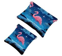 Votre solution de voyage : 2 pochettes en éclats d'obus avec 2 flamants roses étoilés - Trousse de maquillage compacte, Multicolore 02, A：7.1x5.8in/18x14.8cm，B:4.7x4.5in/12x11.5cm