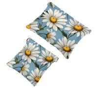 Votre solution de voyage : lot de 2 pochettes blanches en éclats de marguerite 375 - Trousse de maquillage compacte, Multicolore 03., A：7.1x5.8in/18x14.8cm，B:4.7x4.5in/12x11.5cm