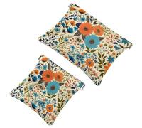 Votre solution de voyage : lot de 2 pochettes en éclats d'obus Art Flower-670 - Trousse de maquillage compacte, multicolore, A：7.1x5.8in/18x14.8cm，B:4.7x4.5in/12x11.5cm
