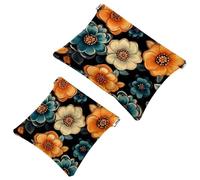 Votre solution de voyage : lot de 2 pochettes en éclats d'obus Boho Floral-243 - Trousse de maquillage compacte, Multicolore 05, A:7.1x5.8in/18x14.8cm,B:4.7x4.5in/12x11.5cm