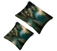 Votre solution de voyage : lot de 2 pochettes en éclats d'obus sous la lune-12 - Trousse de maquillage compacte, Multicolore 08, A：7.1x5.8in/18x14.8cm，B:4.7x4.5in/12x11.5cm