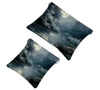Votre solution de voyage : lot de 2 pochettes en éclats d'obus sous la lune-12 - Trousse de maquillage compacte, Multicolore 10., A：7.1x5.8in/18x14.8cm，B:4.7x4.5in/12x11.5cm