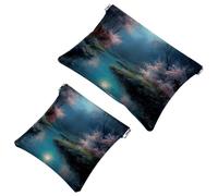 Votre solution de voyage : lot de 2 pochettes en éclats d'obus sous la lune 45 - Trousse de maquillage compacte, Multicolore 05, A：7.1x5.8in/18x14.8cm，B:4.7x4.5in/12x11.5cm