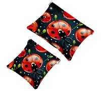 Votre solution de voyage : lot de 2 pochettes rouges Seven Star Ladybug-1167 - Trousse de maquillage compacte, Multicolore 05, A：7.1x5.8in/18x14.8cm，B:4.7x4.5in/12x11.5cm