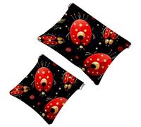 Votre solution de voyage : lot de 2 pochettes rouges Seven Star Ladybug-1200 - Trousse de maquillage compacte, Multicolore 08, A：7.1x5.8in/18x14.8cm，B:4.7x4.5in/12x11.5cm