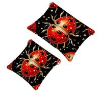 Votre solution de voyage : lot de 2 pochettes rouges Seven Star Ladybug-1233 - Trousse de maquillage compacte, Multicolore 09, A：7.1x5.8in/18x14.8cm，B:4.7x4.5in/12x11.5cm