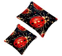 Votre solution de voyage : lot de 2 pochettes rouges Seven Star Ladybug-1233 - Trousse de maquillage compacte, Multicolore 05, A：7.1x5.8in/18x14.8cm，B:4.7x4.5in/12x11.5cm