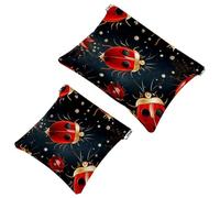 Votre solution de voyage : lot de 2 pochettes rouges Seven Star Ladybug-1299 - Trousse de maquillage compacte, Multicolore 05, A：7.1x5.8in/18x14.8cm，B:4.7x4.5in/12x11.5cm