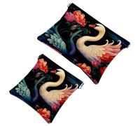 Votre solution de voyage : lot de 2 trousses de maquillage compactes en forme de fleur de cygne - 1629, Multicolore 08, A:7.1x5.8in/18x14.8cm,B:4.7x4.5in/12x11.5cm
