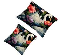 Votre solution de voyage : lot de 2 trousses de maquillage compactes en forme de fleur de cygne - 1629, Multicolore 04, A：7.1x5.8in/18x14.8cm，B:4.7x4.5in/12x11.5cm