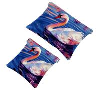 Votre solution de voyage : lot de 2 trousses de maquillage compactes en forme de fleur de cygne - 1629, Multicolore 05, A：7.1x5.8in/18x14.8cm，B:4.7x4.5in/12x11.5cm