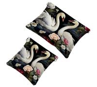 Votre solution de voyage : lot de 2 trousses de maquillage compactes en forme de fleur de cygne - 1629, Multicolore 07, A：7.1x5.8in/18x14.8cm，B:4.7x4.5in/12x11.5cm