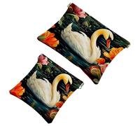 Votre solution de voyage : lot de 2 trousses de maquillage compactes en forme de fleur de cygne - 1629, Multicolore 02, A:7.1x5.8in/18x14.8cm,B:4.7x4.5in/12x11.5cm