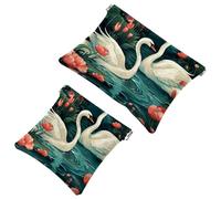 Votre solution de voyage : lot de 2 trousses de maquillage compactes en forme de fleur de cygne - 1629, Multicolore 10., A:7.1x5.8in/18x14.8cm,B:4.7x4.5in/12x11.5cm