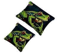 Votre solution de voyage : lot de 2 trousses d'obus rouges et vertes grenouille à pois 1893 - trousse de maquillage compacte, Multicolore 02, A：7.1x5.8in/18x14.8cm，B:4.7x4.5in/12x11.5cm