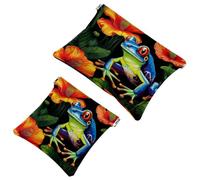 Votre solution de voyage : lot de 2 trousses d'obus rouges et vertes grenouille à pois 1893 - trousse de maquillage compacte, Multicolore 05, A：7.1x5.8in/18x14.8cm，B:4.7x4.5in/12x11.5cm