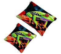 Votre solution de voyage : lot de 2 trousses d'obus rouges et vertes grenouille à pois 1893 - trousse de maquillage compacte, Multicolore 04, A：7.1x5.8in/18x14.8cm，B:4.7x4.5in/12x11.5cm