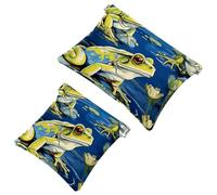 Votre solution de voyage : lot de 2 trousses d'obus rouges et vertes grenouille à pois 1893 - trousse de maquillage compacte, Multicolore 09, A：7.1x5.8in/18x14.8cm，B:4.7x4.5in/12x11.5cm