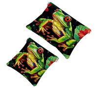 Votre solution de voyage : lot de 2 trousses d'obus rouges et vertes grenouille à pois 1893 - trousse de maquillage compacte, Multicolore 06, A：7.1x5.8in/18x14.8cm，B:4.7x4.5in/12x11.5cm