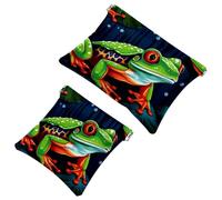 Votre solution de voyage : lot de 2 trousses d'obus rouges et vertes grenouille à pois 1893 - trousse de maquillage compacte, Multicolore 01., A：7.1x5.8in/18x14.8cm，B:4.7x4.5in/12x11.5cm