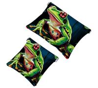 Votre solution de voyage : lot de 2 trousses d'obus rouges et vertes grenouille à pois 1893 - trousse de maquillage compacte, Multicolore 08, A：7.1x5.8in/18x14.8cm，B:4.7x4.5in/12x11.5cm