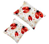 Votre solution de voyage : lot de 2 trousses rouges Art Seven Star Ladybug-1332 - Trousse de maquillage compacte, Multicolore 04, A：7.1x5.8in/18x14.8cm，B:4.7x4.5in/12x11.5cm