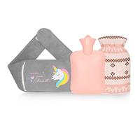VOTUKU Bouillotte avec Housse Peluche et Ceinture, Bouillotte Eau Chaude pour Garder au Chaud et Soulager les Douleurs Abdominales Dos Cou et Épaules, Cadeau de la Saint-Valentin (Licorne)