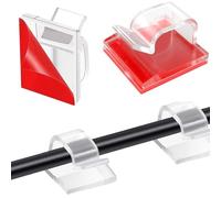 Votvlog 100 Pièces Clips Câbles avec Adhésif 3M, Mini Serre-Câbles Crochets, Cable Fixation Auto Collant de Fil pour Gestion des Câbles Lumières Suspendues, Bureau, École, Maison (Transparent)