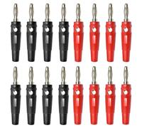 Votvlog 16 Pièces Fiches Bananes Connecteurs 4 mm Enceinte Audio 600V/Max20A Fiche de Câble Sans Soudure Adaptateurs Empilable pour Récepteur Amplificateur Haut-Parleur Bricolage Sondes de Test