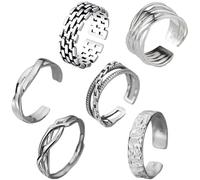 Votvlog Bague Anti-Stress en Acier Inoxydable 316L Vintage Celtique pour Méditation Lot de 6 pour Fiançailles, Mariage