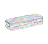voucong Boîte à crayons en plastique transparent avec couvercle Motif étoile arc-en-ciel Happy Valentine's