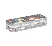 voucong Boîte à crayons en plastique transparent avec motif licornes mignonnes de style scandinave double couche pour fournitures artistiques avec bouton-pression et couvercle