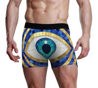 voucong Boxer de luxe en verre teinté bleu doré pour homme, Vitrail de luxe bleu doré mauvais œil, S
