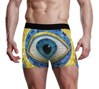 voucong Boxer de luxe pour homme en verre teinté bleu doré, Vitrail de luxe bleu doré mauvais œil, M