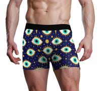 voucong Caleçon boxeur bleu doré mauvais œil pour homme, Mauvais œil bleu doré, M