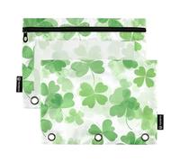 voucong Clover St Leaf Lot de 2 grandes trousses à crayons à fermeture éclair avec fenêtre transparente Couleurs assorties pour fournitures de bureau