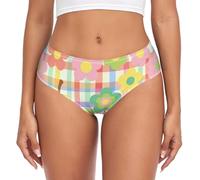voucong Coloré Checks and Pears Flower Culotte Femme Culotte Triangle Respirant Sous-vêtements Confort, Carreaux colorés et poires, M