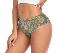 voucong Culotte d'entraînement rétro florale botanique William Morris pour femme Une pièce Design hanche Culotte biologique, Botanique floral rétro William Morris, S