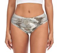 voucong Culotte en bambou 3D pour femme - Mur d'animal - Doux au toucher - Sous-vêtements organiques, Cheval animal mural en bois 3D, XL