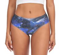 voucong Culotte en bambou bio pour femme avec taille élastique Bleu, Cheval au galop bleu, S